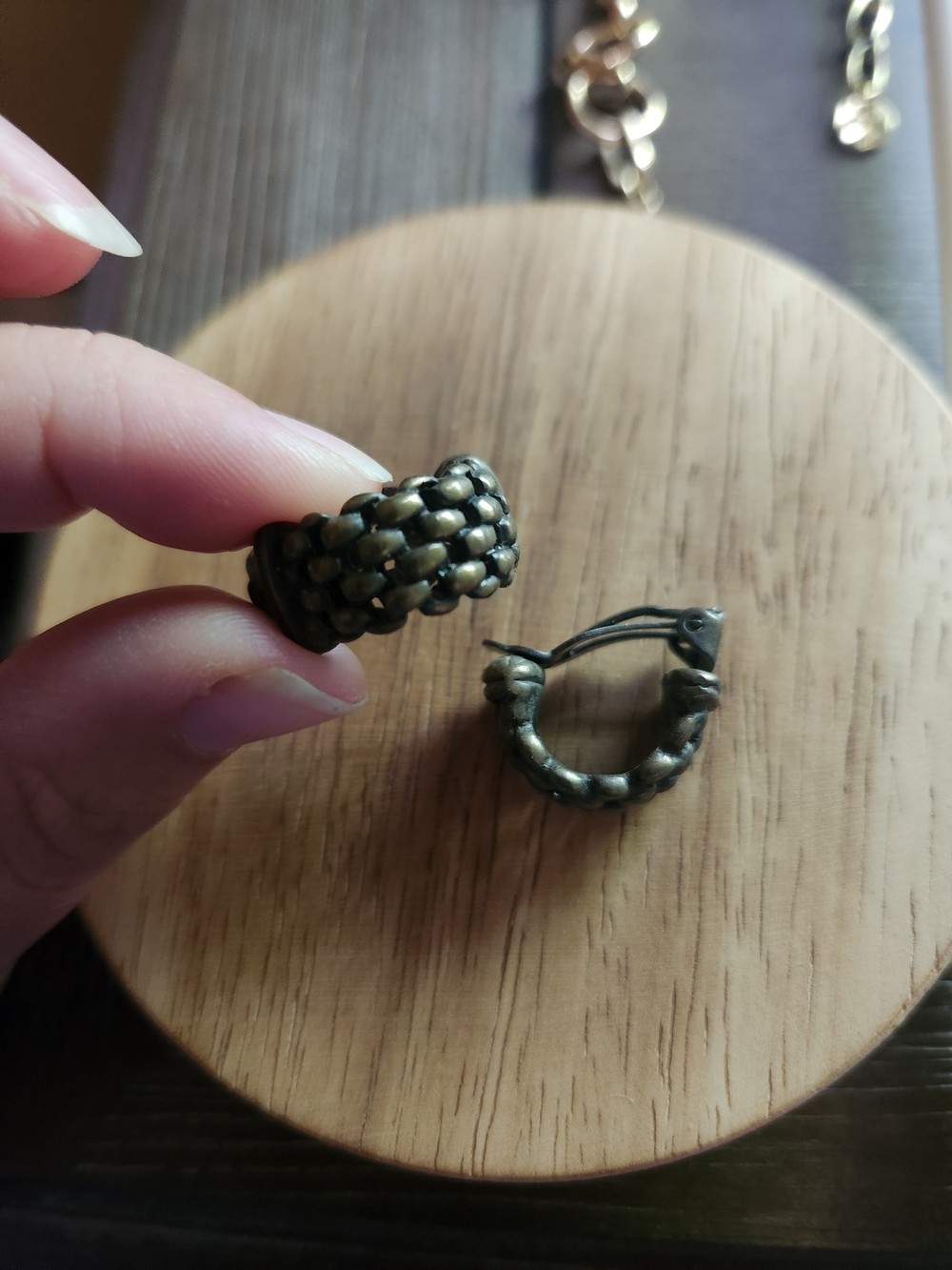 Vintage Braided Hoop Earrings in Antique Gold Tone